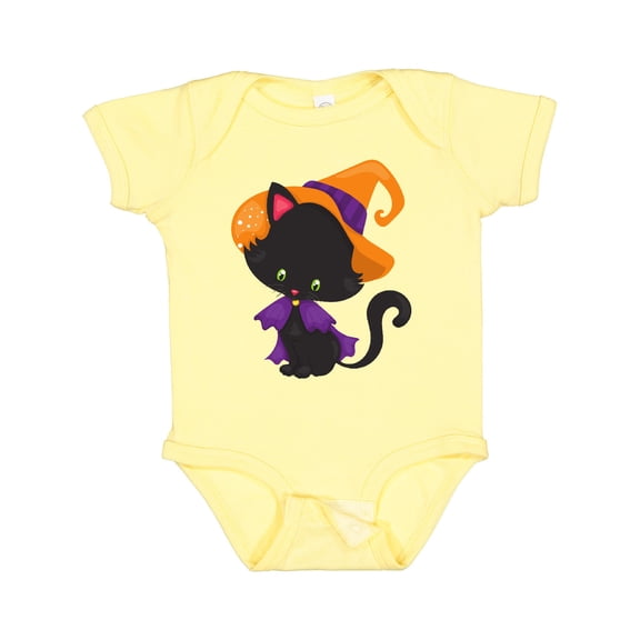 Inktastic Halloween Cat, Cute Cat, Black Cat, Witch Hat Boys or Girls Baby Bodysuit
