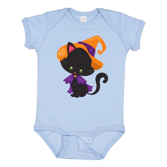 Inktastic Halloween Cat, Cute Cat, Black Cat, Witch Hat Boys or Girls Baby Bodysuit