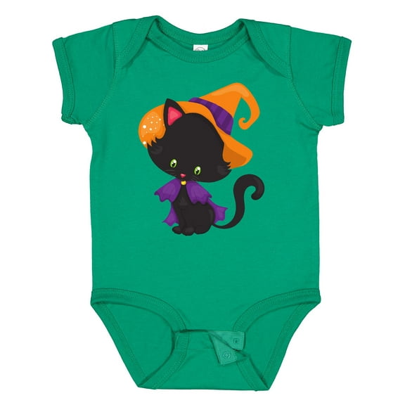 Inktastic Halloween Cat, Cute Cat, Black Cat, Witch Hat Boys or Girls Baby Bodysuit