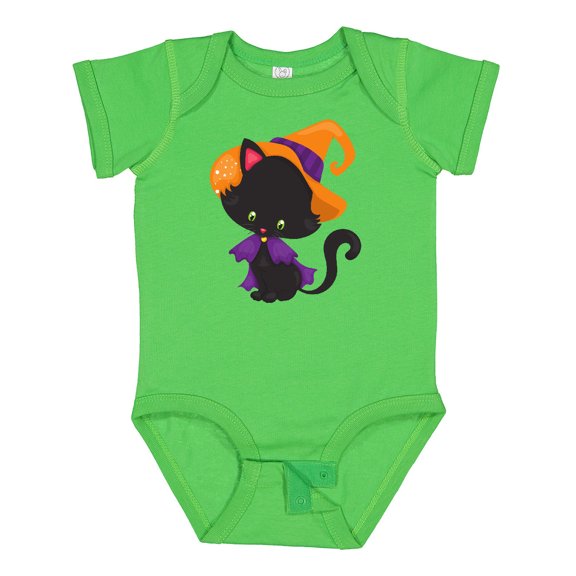Inktastic Halloween Cat, Cute Cat, Black Cat, Witch Hat Boys or Girls Baby Bodysuit