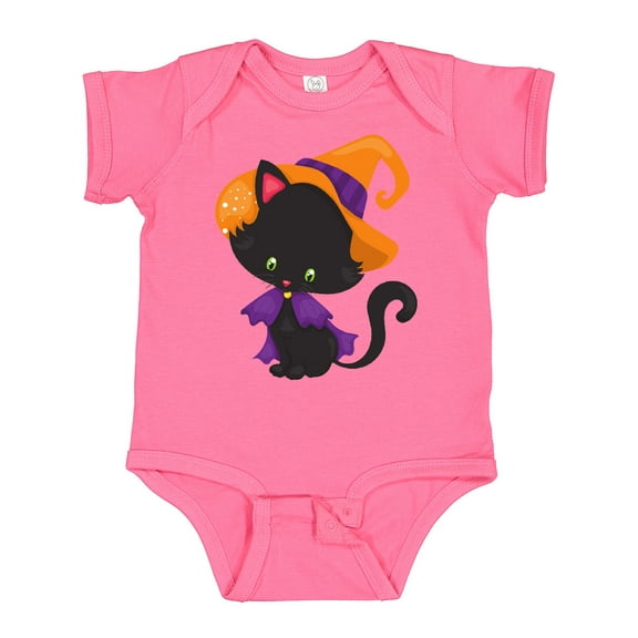 Inktastic Halloween Cat, Cute Cat, Black Cat, Witch Hat Boys or Girls Baby Bodysuit