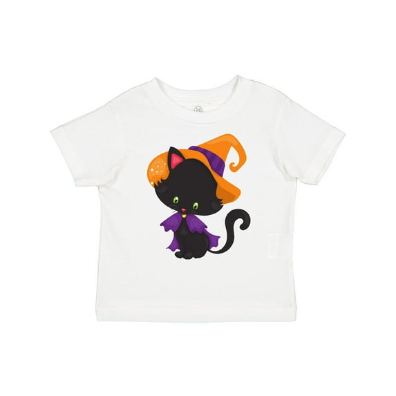 Inktastic Halloween Cat, Cute Cat, Black Cat, Witch Hat Boys or Girls Toddler T-Shirt