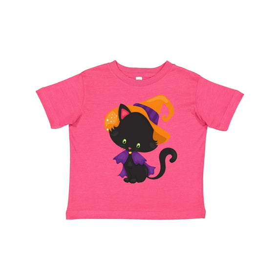 Inktastic Halloween Cat, Cute Cat, Black Cat, Witch Hat Boys or Girls Toddler T-Shirt