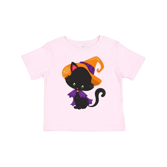 Inktastic Halloween Cat, Cute Cat, Black Cat, Witch Hat Boys or Girls Toddler T-Shirt