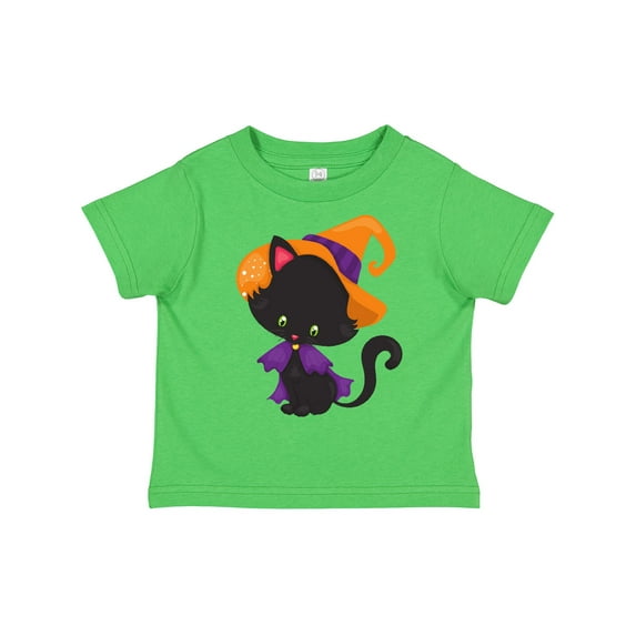 Inktastic Halloween Cat, Cute Cat, Black Cat, Witch Hat Boys or Girls Toddler T-Shirt