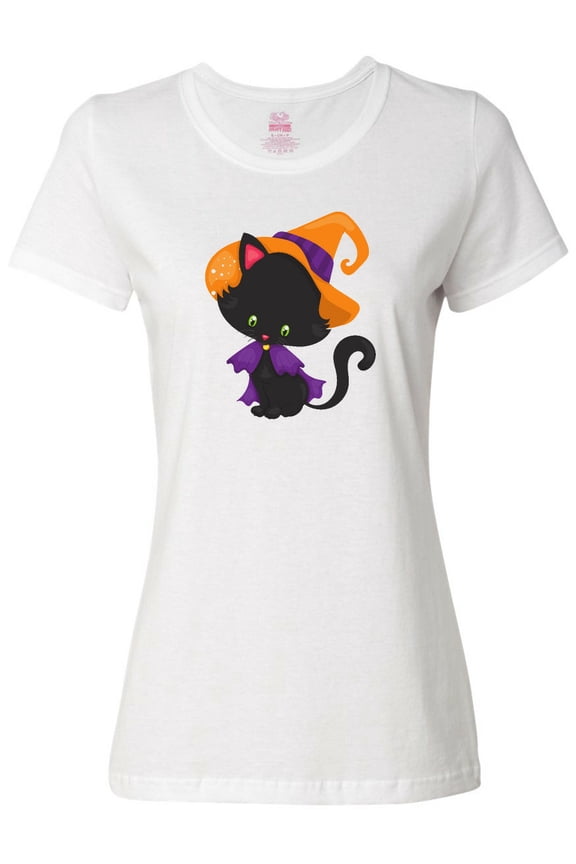 Halloween Cat, Cute Cat, Black Cat, Witch Hat Women's T-Shirt