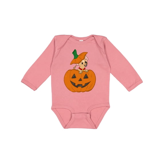 Inktastic Halloween Chihuahua Pumpkin Boys or Girls Long Sleeve Baby Bodysuit
