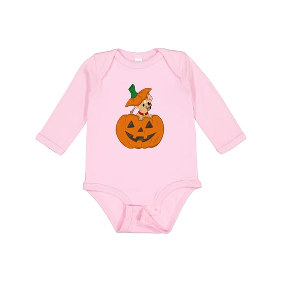 Inktastic Halloween Chihuahua Pumpkin Boys or Girls Long Sleeve Baby Bodysuit