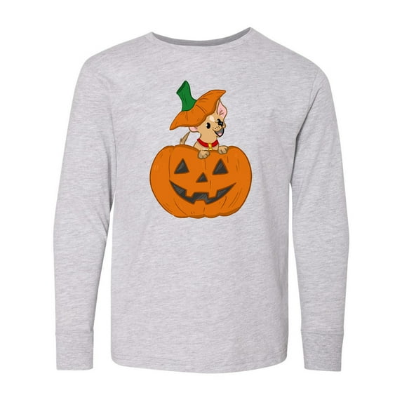Inktastic Halloween Chihuahua Pumpkin Long Sleeve Youth T-Shirt