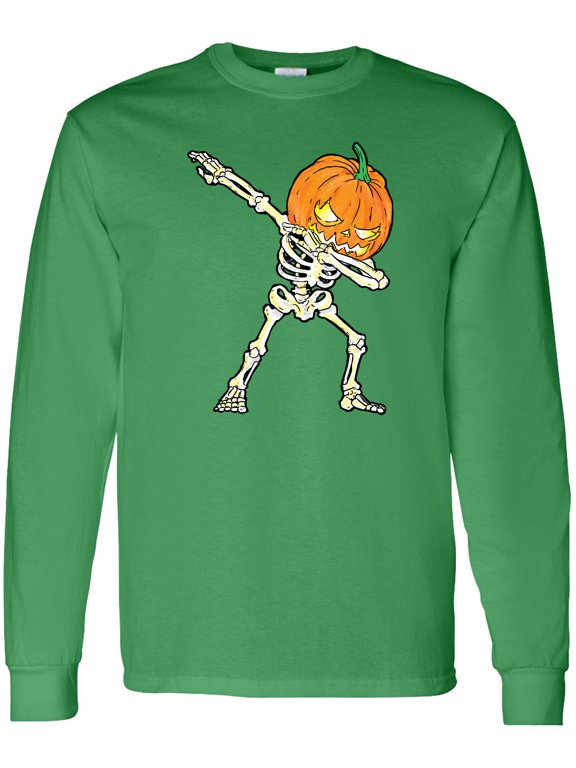 Halloween Dabbing Great Pumpkin Skeleton Long Sleeve T-Shirt