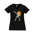thumbnail image 1 of Inktastic Halloween Dabbing Great Pumpkin Skeleton Women's Plus Size V-Neck T-Shirt, 1 of 5