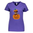 thumbnail image 1 of Inktastic Halloween Dachshund in Pumpkin Women's V-Neck T-Shirt, 1 of 5