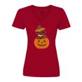 thumbnail image 1 of Inktastic Halloween Dachshund in Pumpkin Women's V-Neck T-Shirt, 1 of 5