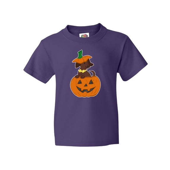 Inktastic Halloween Dachshund in Pumpkin Youth T-Shirt