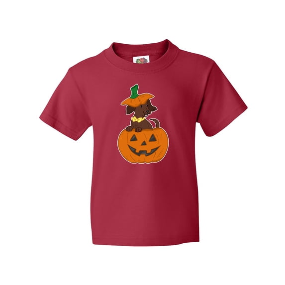 Inktastic Halloween Dachshund in Pumpkin Youth T-Shirt