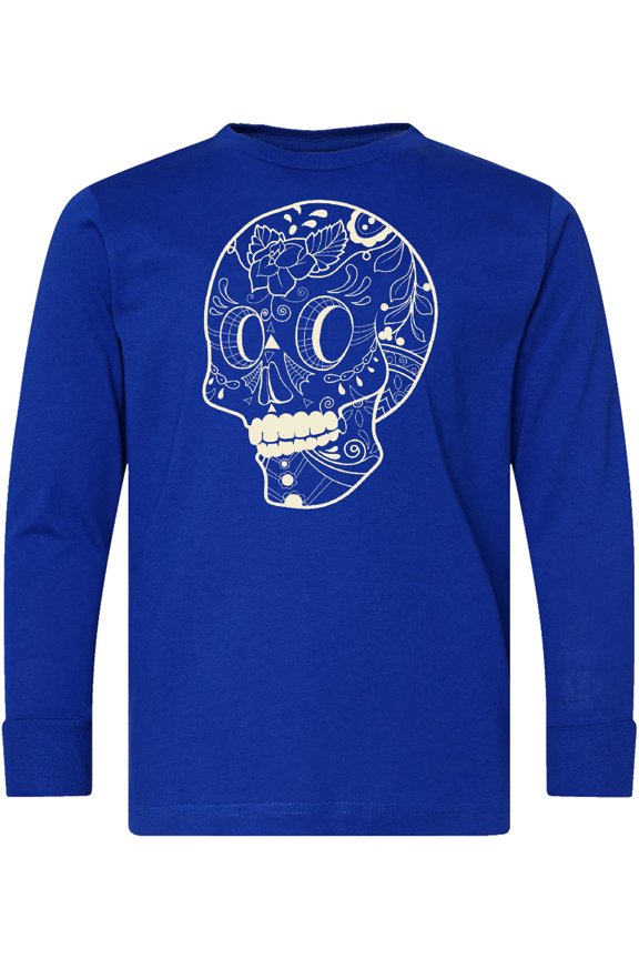Halloween Day of the Dead Crazy Cool Sugar Skull Long Sleeve Youth T-Shirt