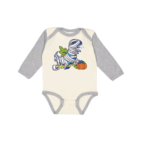 Inktastic Halloween Dinosaur Mummy Boys or Girls Long Sleeve Baby Bodysuit