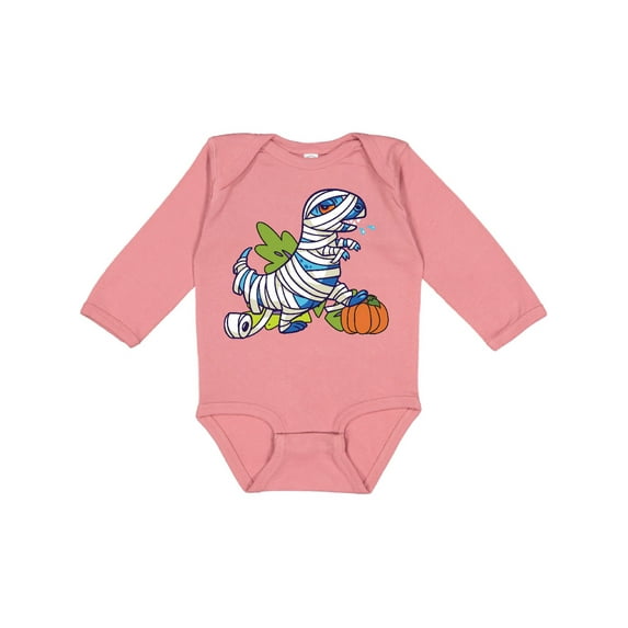 Inktastic Halloween Dinosaur Mummy Boys or Girls Long Sleeve Baby Bodysuit