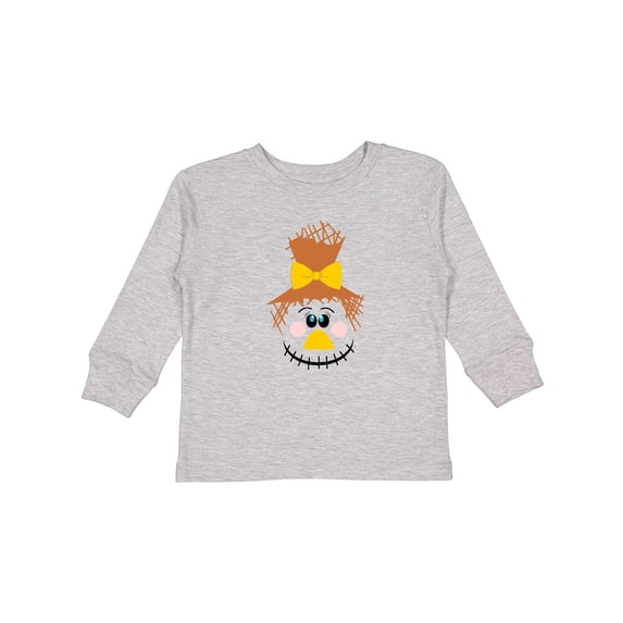 Inktastic Halloween Fall Cute Smiling Scarecrow Face Girls Long Sleeve Toddler T-Shirt