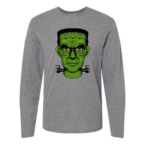 Inktastic Halloween Frankenstein Head Long Sleeve T-Shirt