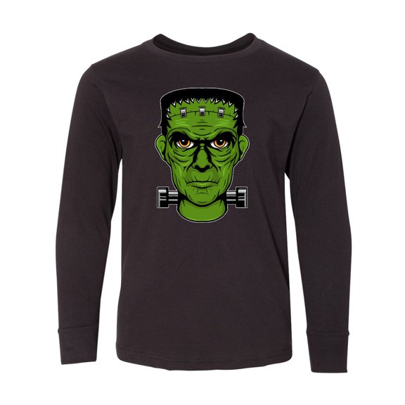 Inktastic Halloween Frankenstein Head Long Sleeve Youth T-Shirt