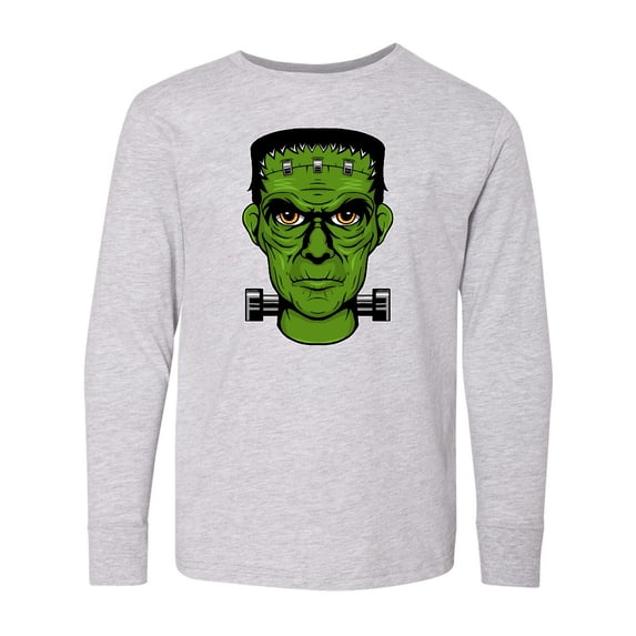 Inktastic Halloween Frankenstein Head Long Sleeve Youth T-Shirt