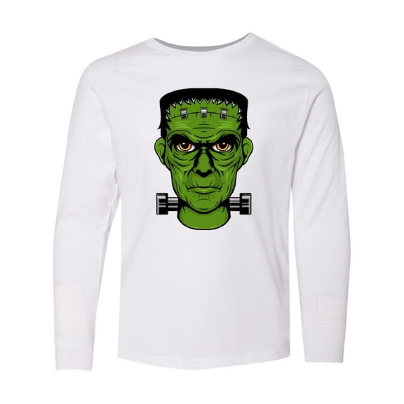 Inktastic Halloween Frankenstein Head Long Sleeve Youth T-Shirt