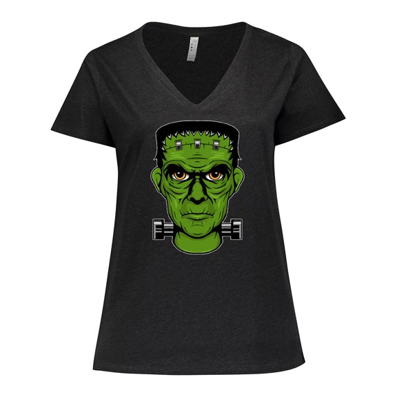 Inktastic Halloween Frankenstein Head Women's Plus Size V-Neck T-Shirt