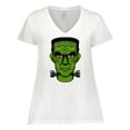 thumbnail image 1 of Inktastic Halloween Frankenstein Head Women's Plus Size V-Neck T-Shirt, 1 of 5