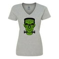thumbnail image 1 of Inktastic Halloween Frankenstein Head Women's V-Neck T-Shirt, 1 of 5