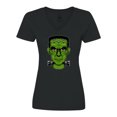 thumbnail image 1 of Inktastic Halloween Frankenstein Head Women's V-Neck T-Shirt, 1 of 5
