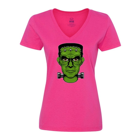 Inktastic Halloween Frankenstein Head Women's V-Neck T-Shirt