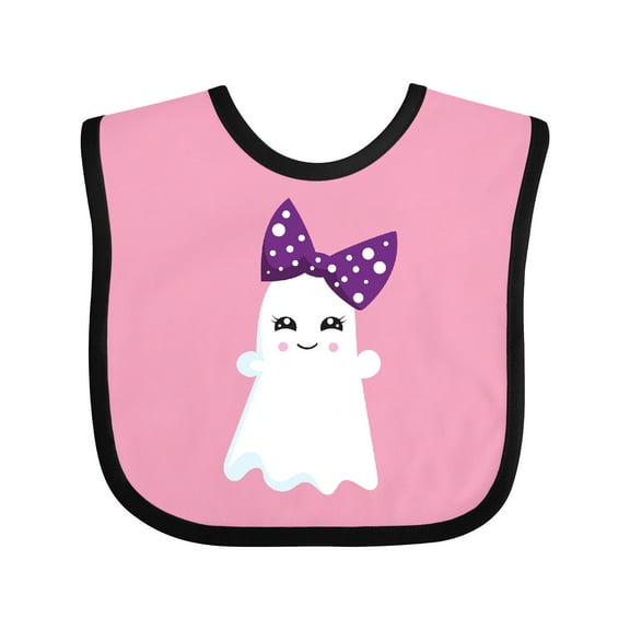 Inktastic Halloween, Ghost, Ribbon, Bow, Trick or Treat, Boo Girls Baby Bib