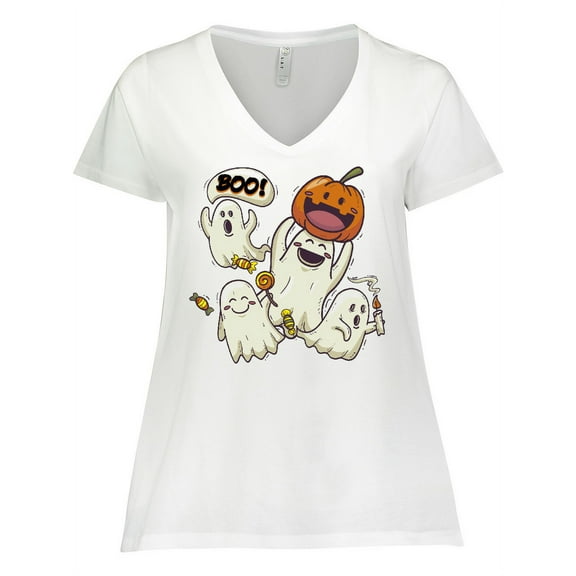 Inktastic Halloween Ghosts Women's Plus Size V-Neck T-Shirt