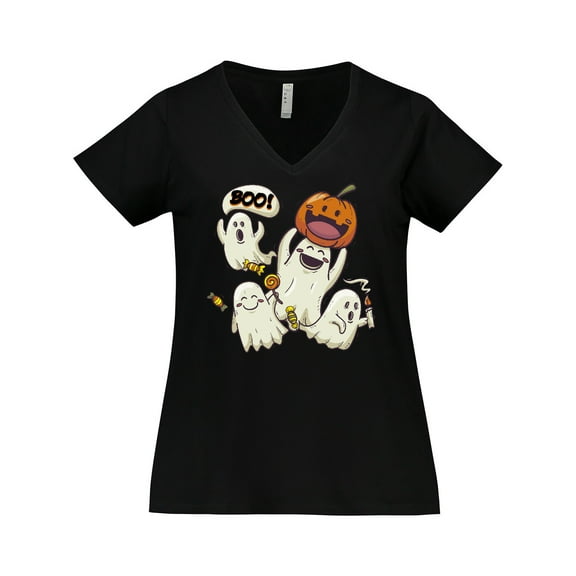 Inktastic Halloween Ghosts Women's Plus Size V-Neck T-Shirt