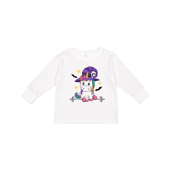 Inktastic Halloween Girls Unicorn Witch Girls Long Sleeve Toddler T-Shirt