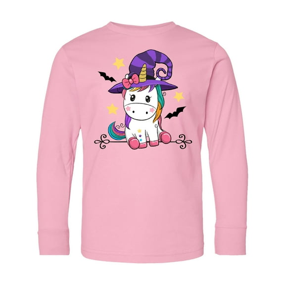 Inktastic Halloween Girls Unicorn Witch Long Sleeve Youth T-Shirt