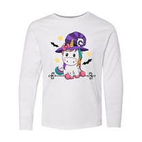 Inktastic Halloween Girls Unicorn Witch Long Sleeve Youth T-Shirt