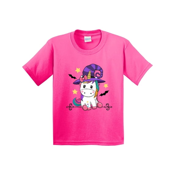 Inktastic Halloween Girls Unicorn Witch Youth T-Shirt