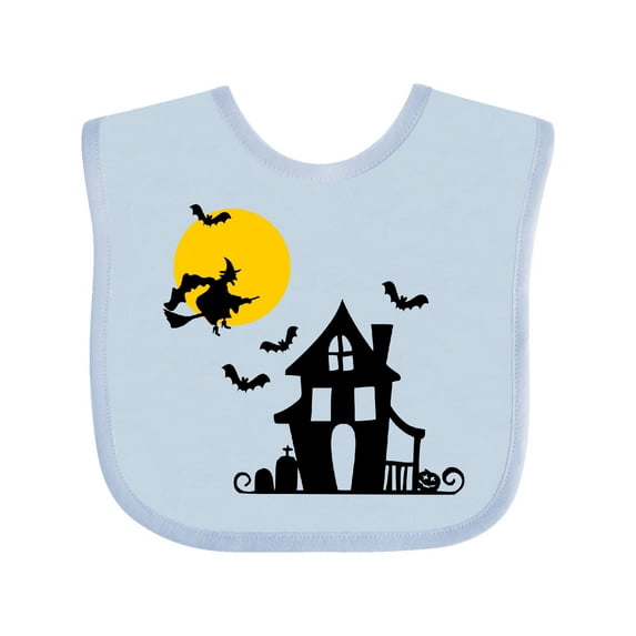 Inktastic Halloween Haunted House Witch and Bats Boys or Girls Baby Bib