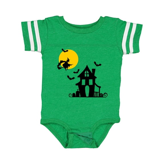 Inktastic Halloween Haunted House Witch and Bats Boys or Girls Baby Bodysuit