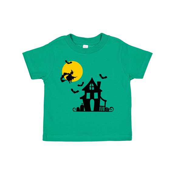 Inktastic Halloween Haunted House Witch and Bats Boys or Girls Toddler T-Shirt
