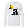thumbnail image 1 of Inktastic Halloween Haunted House Witch and Bats Long Sleeve T-Shirt, 1 of 5