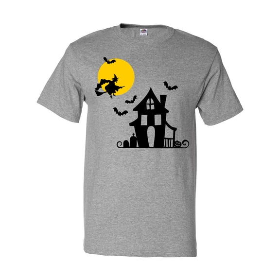 Inktastic Halloween Haunted House Witch and Bats T-Shirt