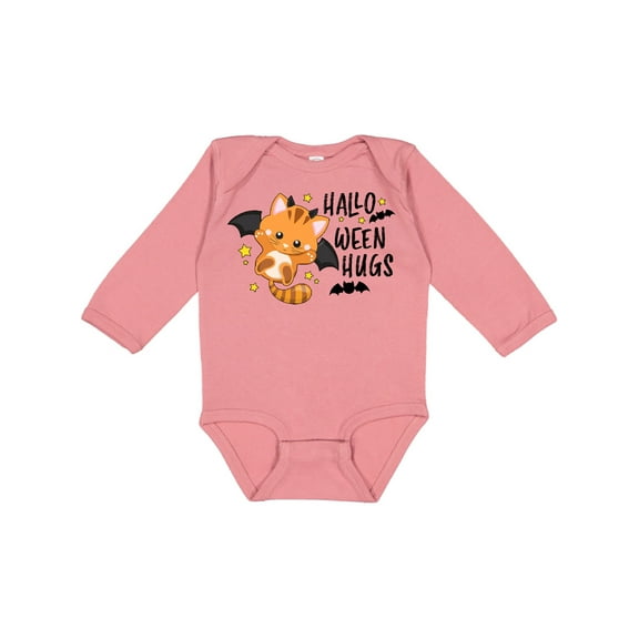 Inktastic Halloween Hugs with Cute Vampire Cat Bat Boys or Girls Long Sleeve Baby Bodysuit