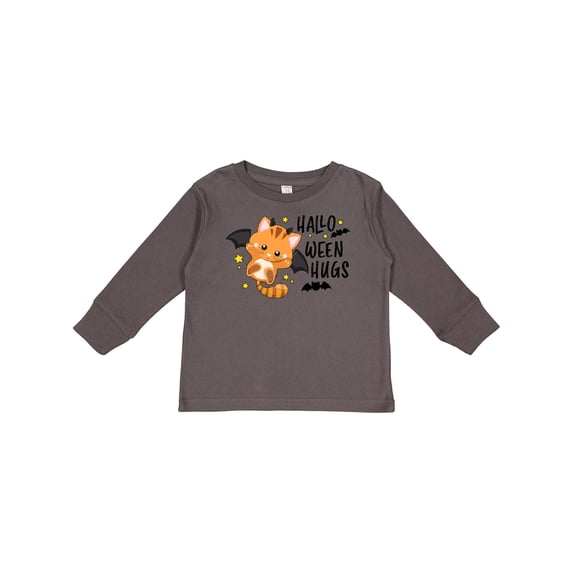 Inktastic Halloween Hugs with Cute Vampire Cat Bat Boys or Girls Long Sleeve Toddler T-Shirt