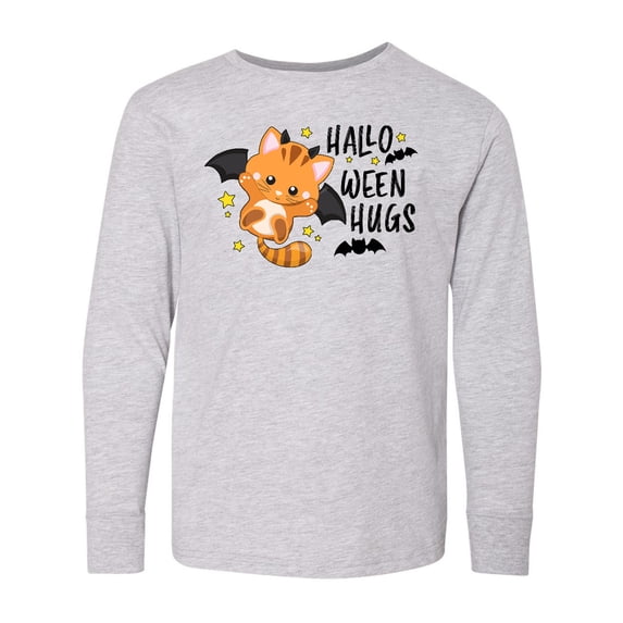 Inktastic Halloween Hugs with Cute Vampire Cat Bat Long Sleeve Youth T-Shirt