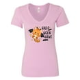 thumbnail image 1 of Inktastic Halloween Hugs with Cute Vampire Cat Bat Women's V-Neck T-Shirt, 1 of 5