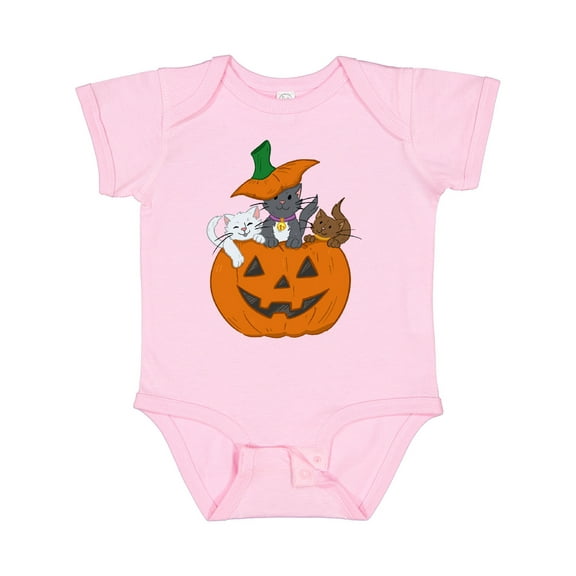 Inktastic Halloween Kitties in Pumpkin Boys or Girls Baby Bodysuit