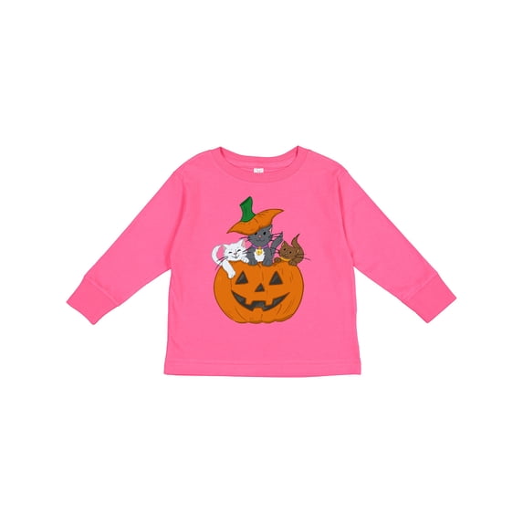 Inktastic Halloween Kitties in Pumpkin Boys or Girls Long Sleeve Toddler T-Shirt